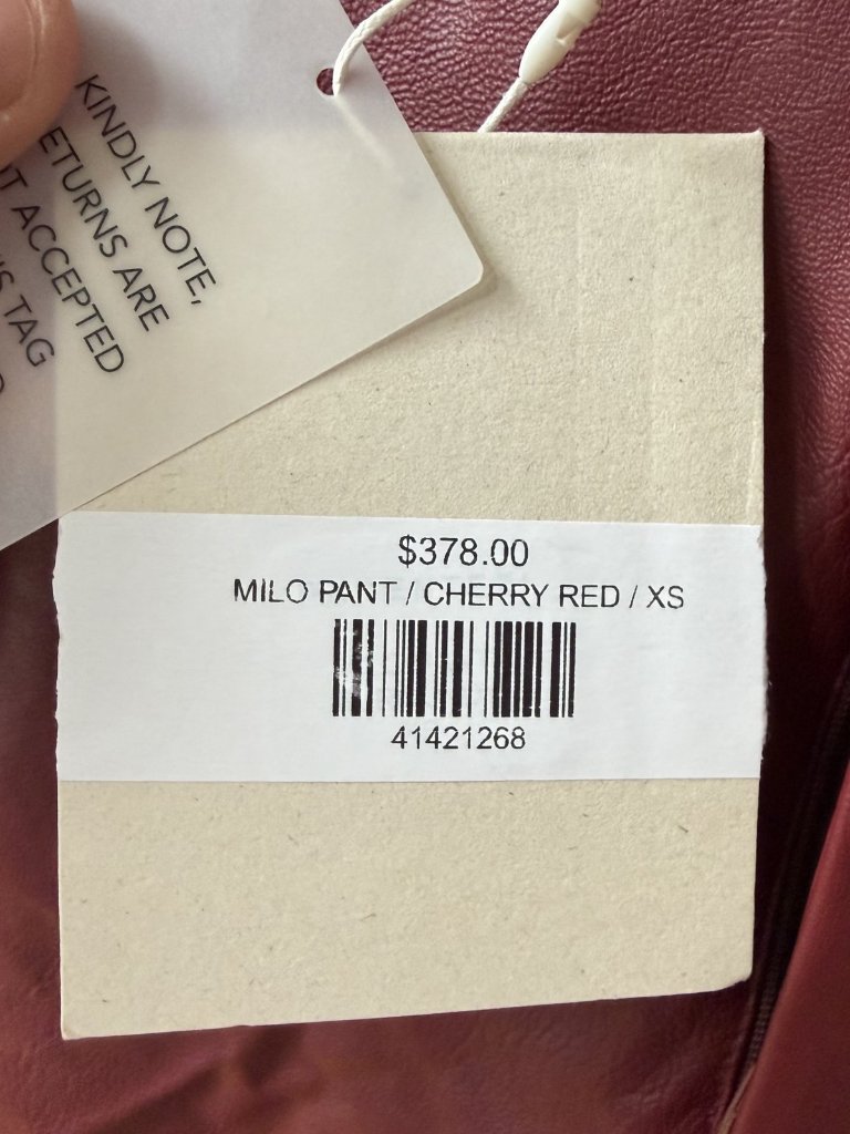 Parentezi Milo Faux Leather Wide Leg Pant Cherry Red Xs — image 5 of 6